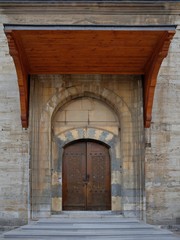 Fototapeta na wymiar Mevlana museum mosque wooden door in Konya, Turkey