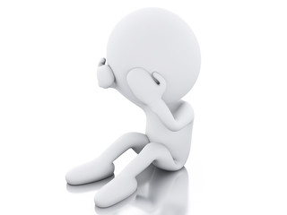 3d white people sad