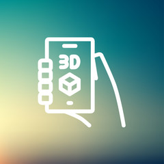 Smartphone with 3D box thin line icon