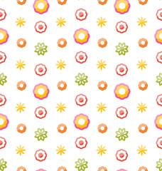 Colorful Shiny Seamless Pattern with Flowers