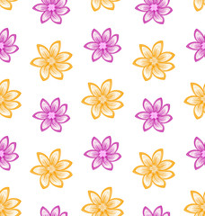 Summer Seamless Pattern with Colorful Flowers