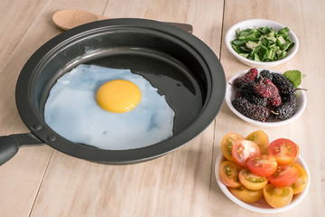 Fried egg and side dishes ingredients