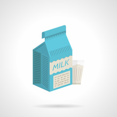 Milk blue pack flat color vector icon