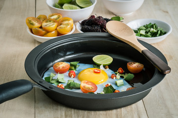 Fried egg and side dishes