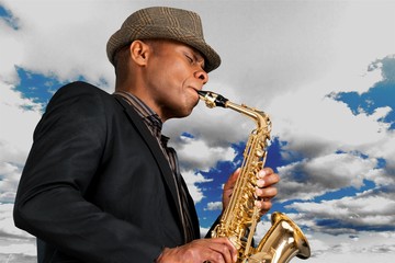 Fototapeta na wymiar Jazz, Saxophone, African Descent.