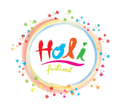 Vector : Brush stroke style of Holi Festival word with colorful