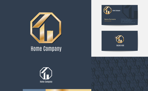 Vector : Set of House business logo, business card and pattern f