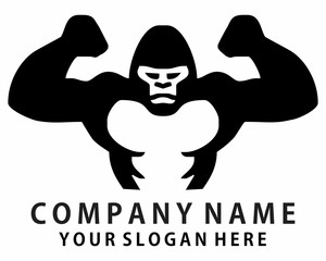 black silhouette gorilla © vector_factory