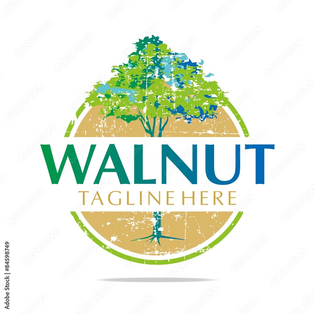 Wall mural Logo Walnut Trees Hazelnut Freshness delicious - Wall murals