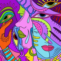 Foto op Plexiglas Klassiek abstract met abstract gekleurde profielen