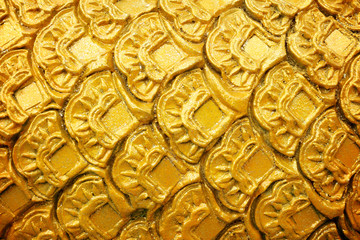 Gold thai art stucco wall,Thai temple