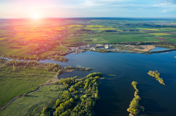 Aerial view on a sunset