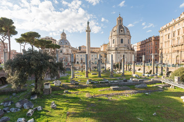 Fototapeta na wymiar The Trajan's Forum (Foro Di Traiano) in Rome, Italy