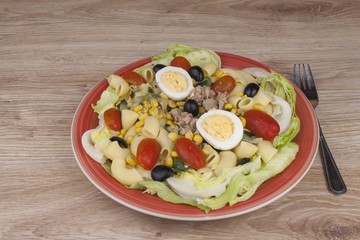 Refreshing summer dish, pasta with tuna
