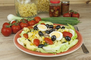 Refreshing summer dish, pasta with tuna
