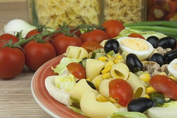 Refreshing summer dish, pasta with tuna
