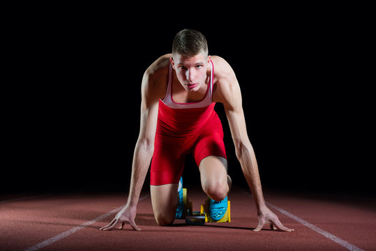 Athlete on the starting block