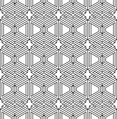 Monochrome abstract interweave geometric seamless pattern. Vecto