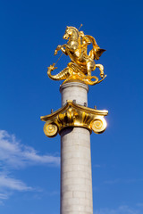 Fototapeta na wymiar Monument of St. George killing the dragon on Freedom Square of Georgia 