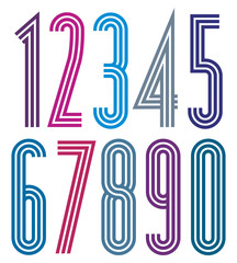 Poster geometric bright simple striped numbers with triple lines