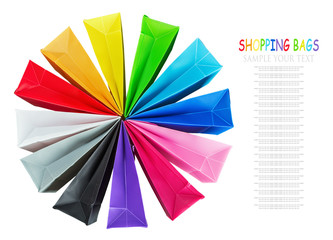 colorful shopping bags isolated on white