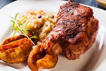 Pork knuckle with fried sauerkraut