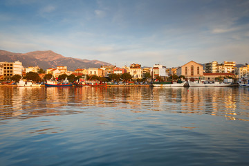 Fototapeta na wymiar Fishing boats in the marina of Patras, Peloponnese, Greece.