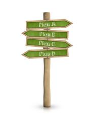 Plan A, B, C, D blackboard road sign