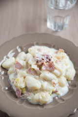 Gnocchi im creminger Käsesauce mit weissem Saprgel