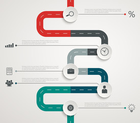 Road infographic timeline with icons. Vertical structure © Ramcreative