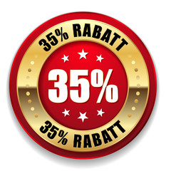 Roter 35 Prozent Rabatt Siegel mit goldenem Rand