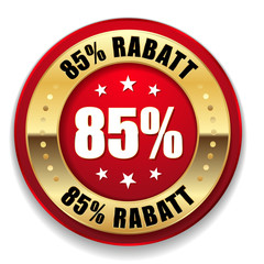 Roter 85 Prozent Rabatt Siegel mit goldenem Rand