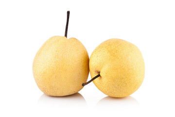 Nashi pear fruit over white background
