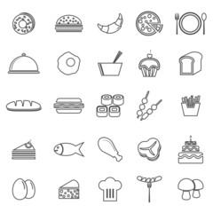 Food line icons on white background