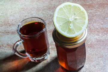 Black tea with lemon and honey