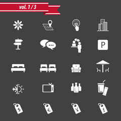 Hotel and Hotel Amenities Services Icons