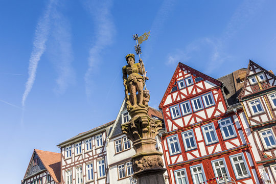 historic market place with statue in Butzbach
