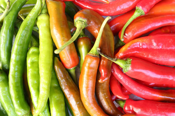 Red and green chilli peppers