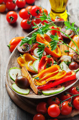 Grilled vegetables on the wooden table