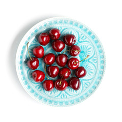 Cherries on a white background