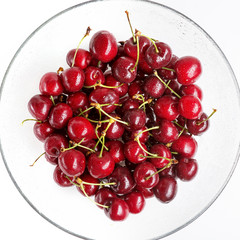 Cherries on a white background
