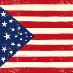 American retro square grunge flag