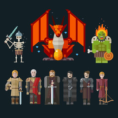 Different characters for the game. Vector flat illustrations.