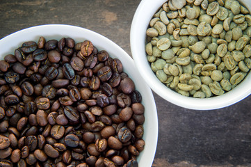 fresh Coffee beans in white cup
