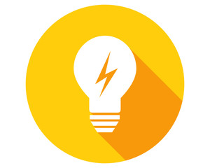 Lightbulb with lightning symbol in flat design