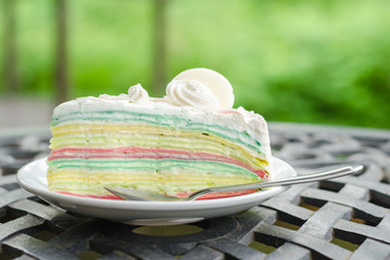 Crepe cake rainbow and white chocolate