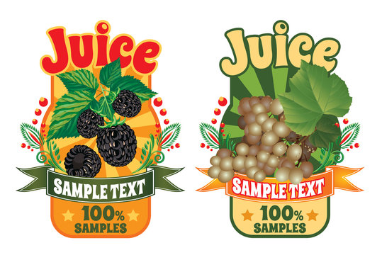 templates for labels of juice from grapes and blackberry