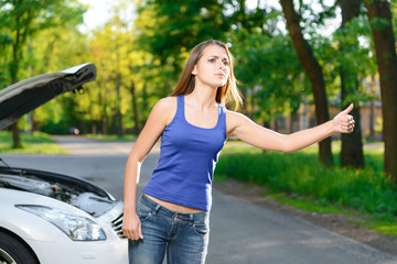 Woman trying to catch car