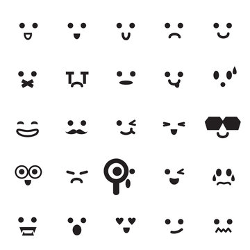 Vector icons of smiley faces