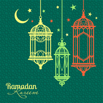 Ramadan Kareem. Islamic background. lamps for Ramadan.